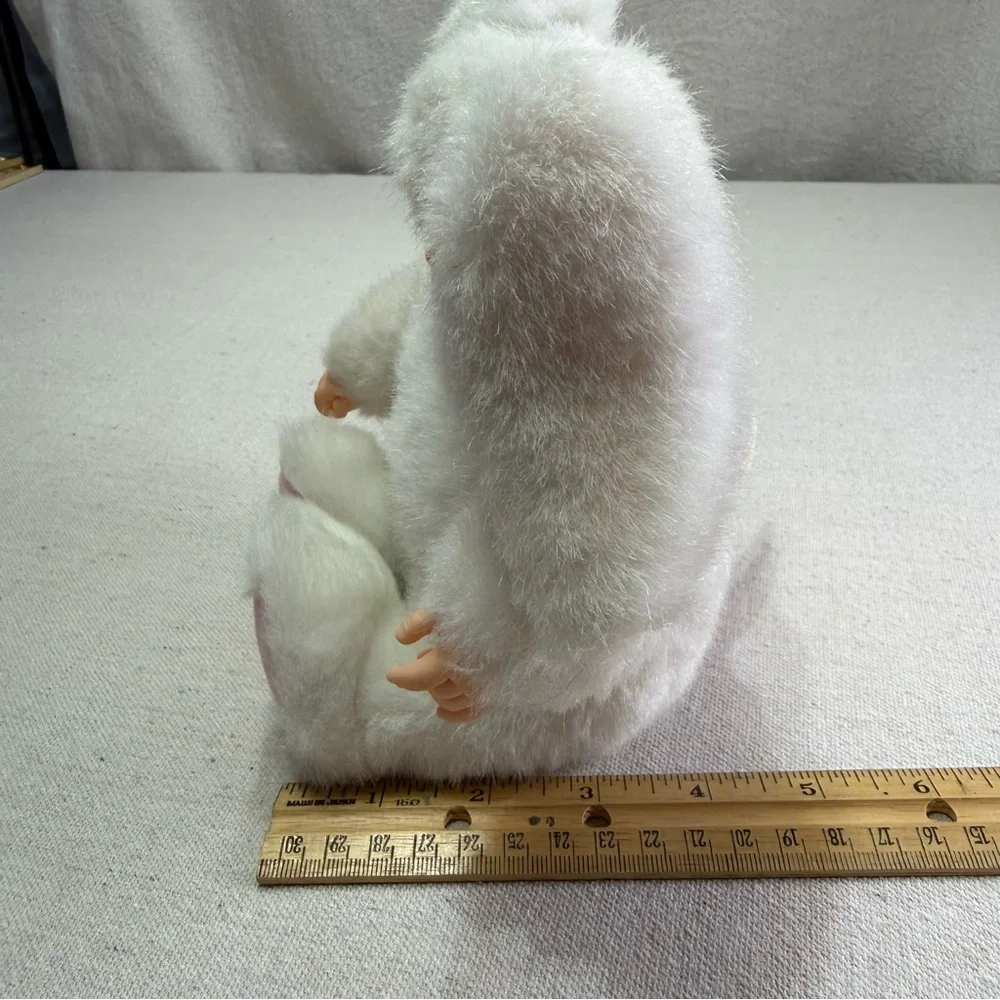 Vintage Anne Geddes Baby Bunnies White Bunny Plush Beanie Soft Toy Doll 1997